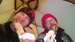 Iceland - Sprengisandur route - the last sunset meal dried fish RS