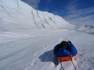29 Greenland expediton - finally find a way down from ice cliff whilst trying to exit western edge RS